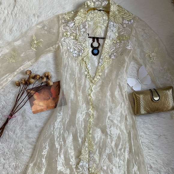 Vintage beautiful elegant sheer boho long duster - Picture 9 of 16